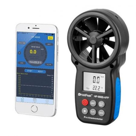 Anemometer With Mobile App Android IOS HoldPeak HP-866B-APP