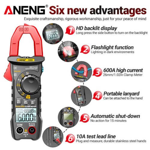 Aneng CM82 Pro Digital Clamp Meter 6000 Counts True RMS