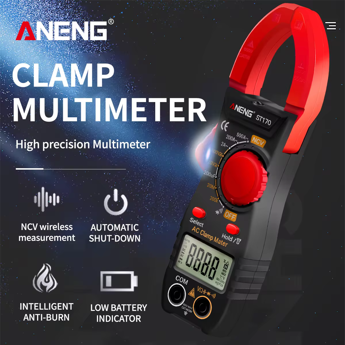 Clamp Meter Digital Multimeter Aneng ST170