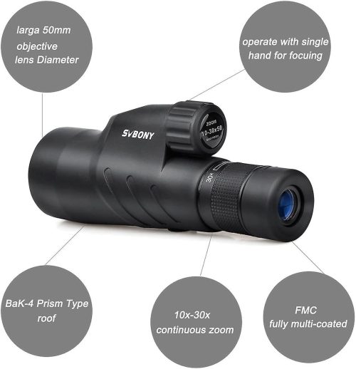 SVBONY SV45 Monoculars Telescope 10×50 Zoom 4
