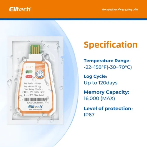 Elitech RC-17 Temperature Data Logger Single-Use 1