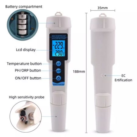 Digital ORP & PH Temperature Meter 3 in 1 ORP-3569