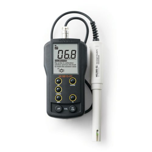 Hanna HI 9813-51 Portable pH/EC/TDS/Temp Meter with CAL