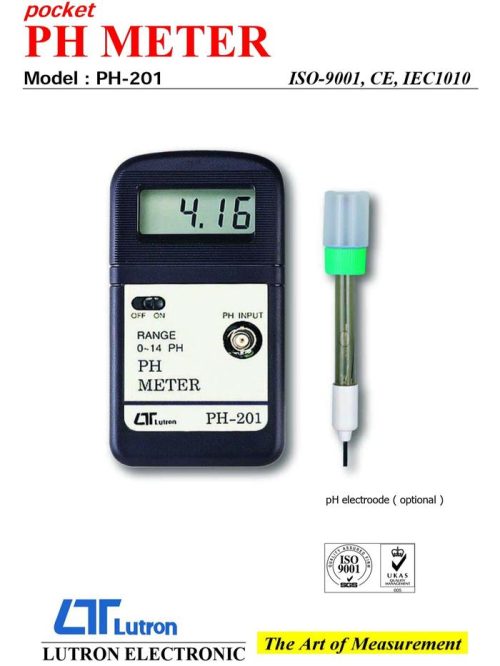 Lutron PH-201+PE-03 PH Electrode PH Meter